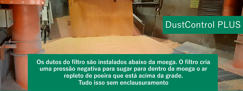 DustControl Plus Wings Ltda em uma moega com tombador