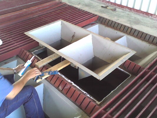 LDC installing Wings DustControl in grain receiving pit in Claypool IN United States